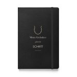 Schwarzes Hardcover-Notizbuch „Meine Gedanken gehen im Schritt“, Vorderseite