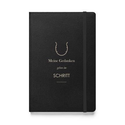Schwarzes Hardcover-Notizbuch „Meine Gedanken gehen im Schritt“, Vorderseite