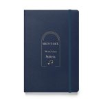 Marineblaues Hardcover-Notizbuch „Mein Takt. Meine leisen Seiten.“ mit heller Schrift und Art-Deco-Bögen