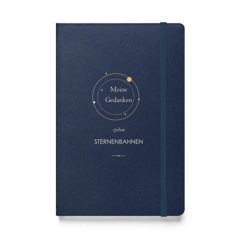 Marineblaues Hardcover-Notizbuch „Meine Gedanken ziehen Sternenbahnen“, Vorderseite